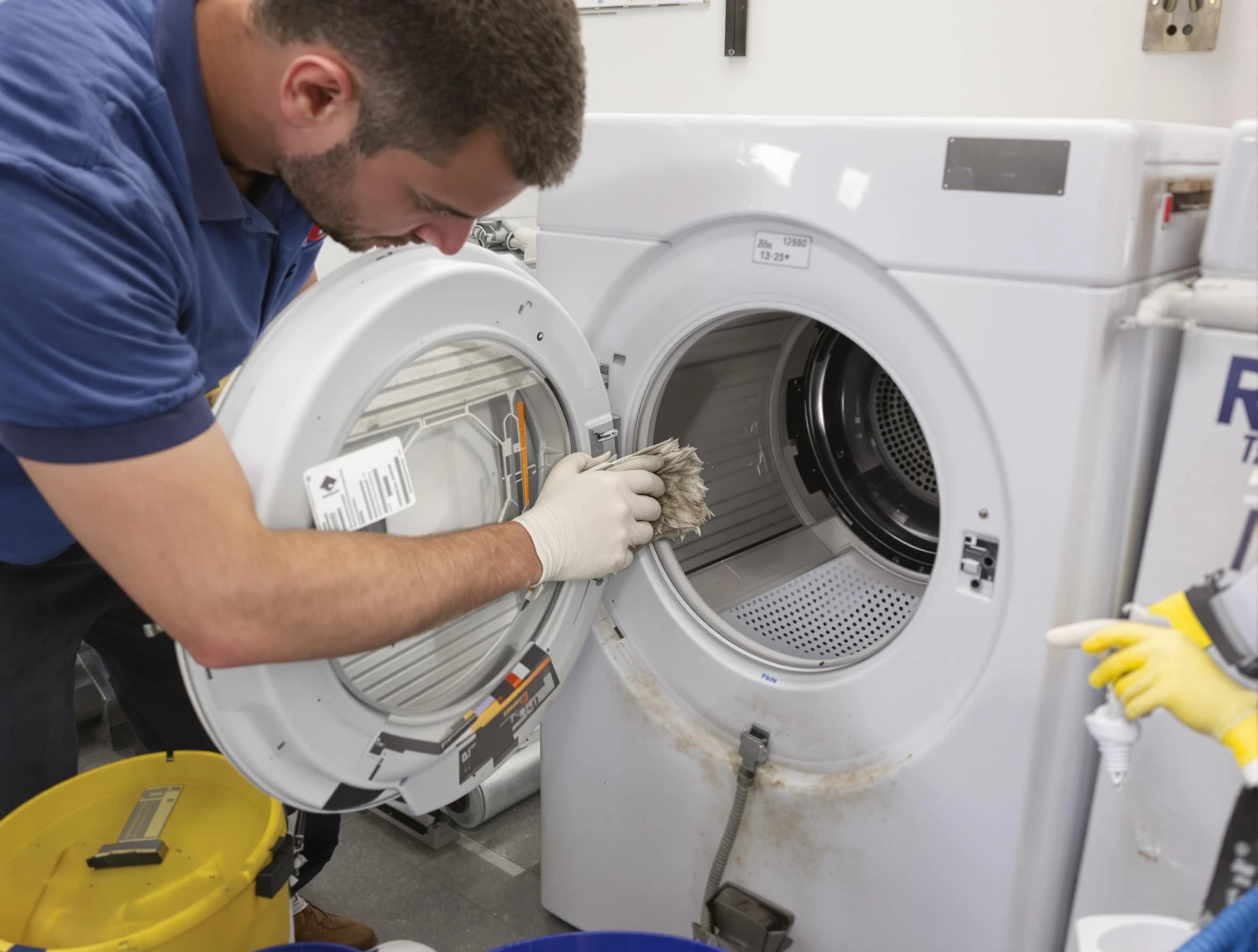 Harrison Dryer Vent Cleaning specialist performing detailed lint trap cleaning service in Harrison