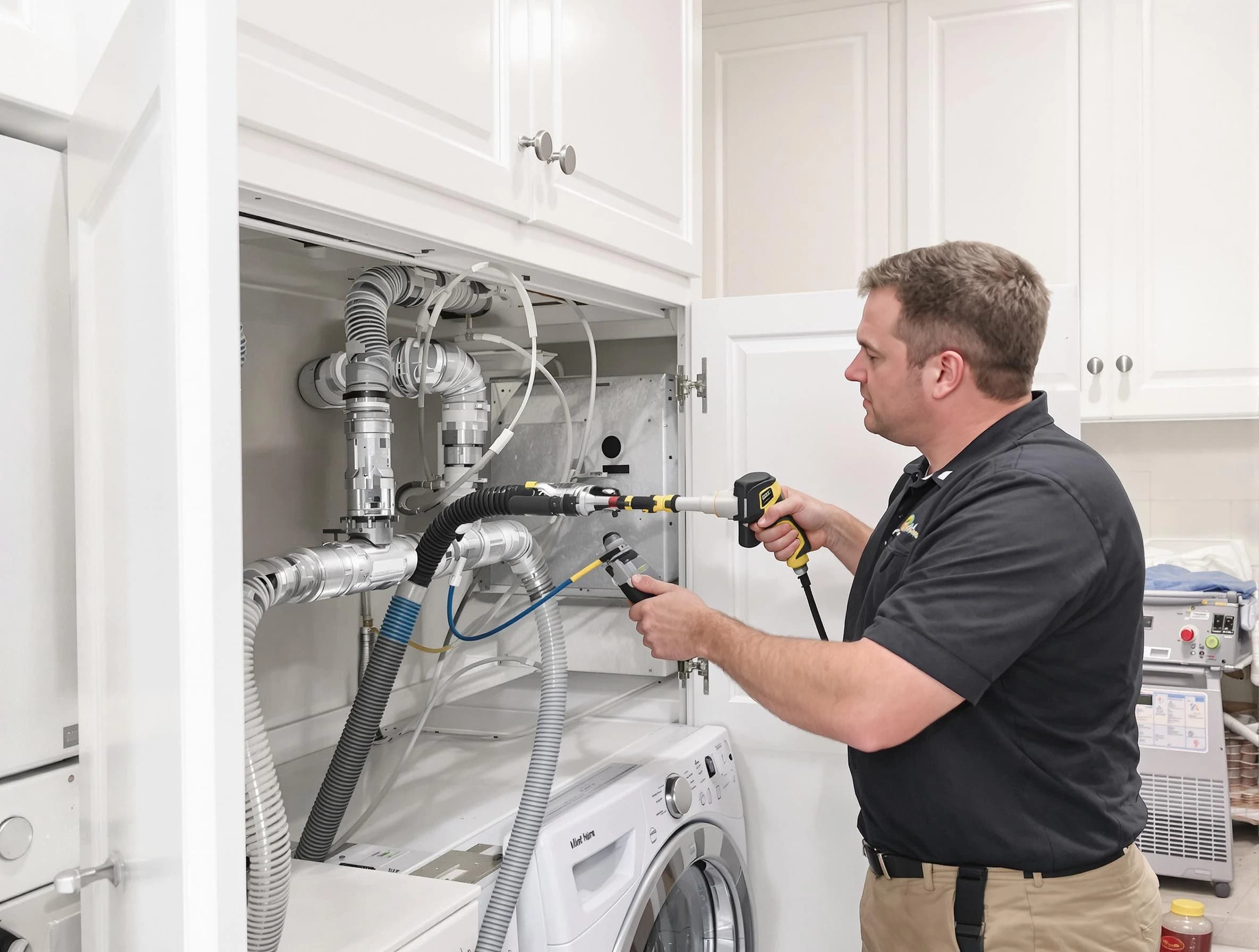 Harrison Dryer Vent Cleaning professional removing severe blockage from a clogged dryer vent in Harrison