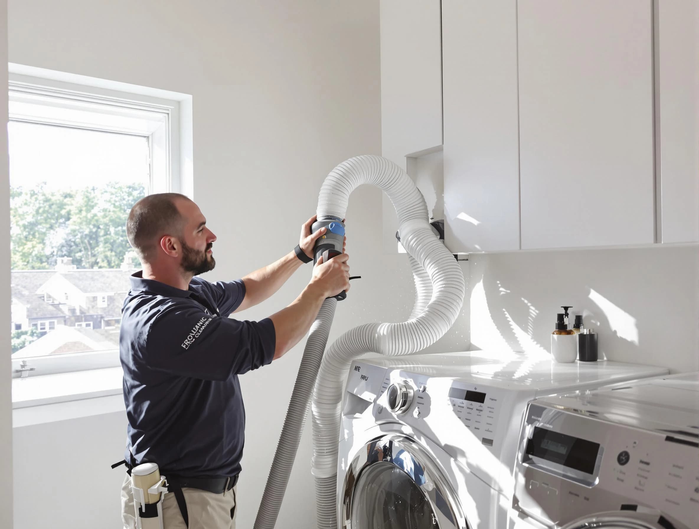 Certified Harrison Dryer Vent Cleaning technician performing dryer vent cleaning in Harrison